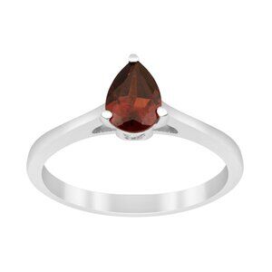 Solitaire 0.75Ct Pear Shape Red Garnet 925 Sterling Silver Women Stackable Ring
